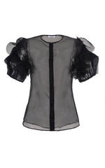 she who heals black silk organza blouse