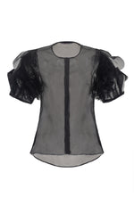 she who heals black silk organza blouse